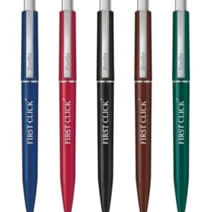 FIRST CLICK Rorito's Jottek Feathersoft Retractable Pens, Set of 5, Assorted Colours Blue Writings Waterproof ink Fully Gripped Click Ball Pens